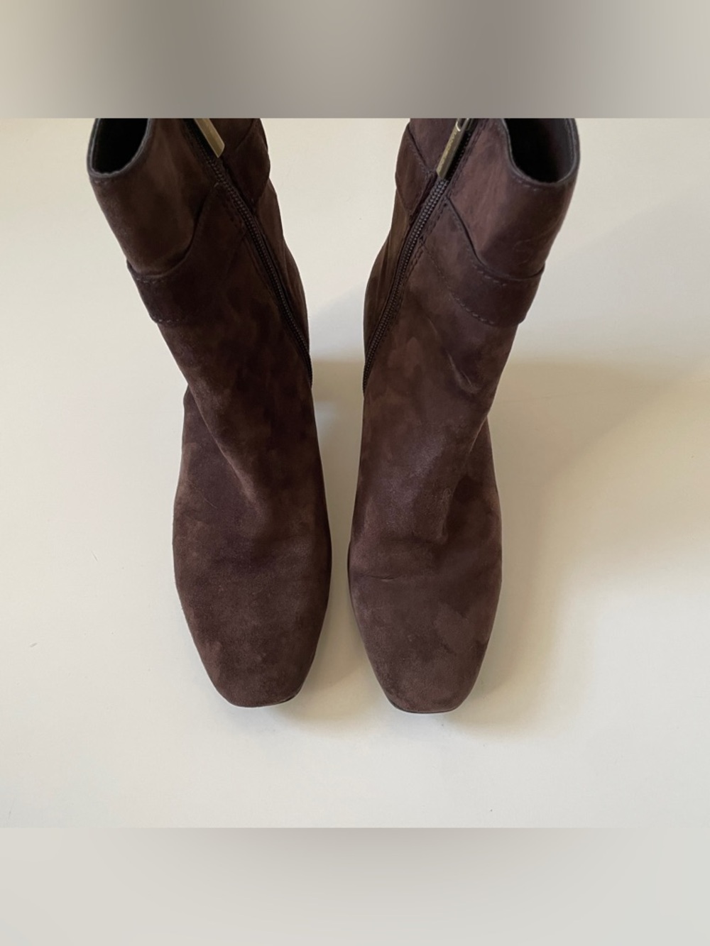 Bandolino Brown Suede Heeled Boots, Size 6 Leather Upper with Gold Accents - Picture 2 of 10